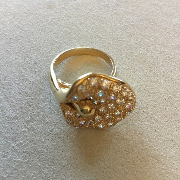 Gold Lily Crystal Statement Cocktail Ring - Picture 6 of 13